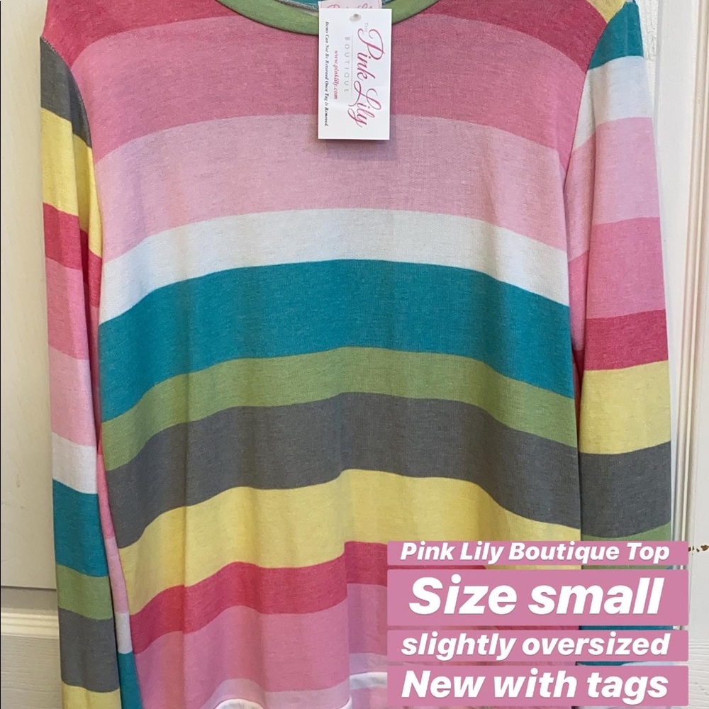 NWT PINK LILY STRIPED TOP
